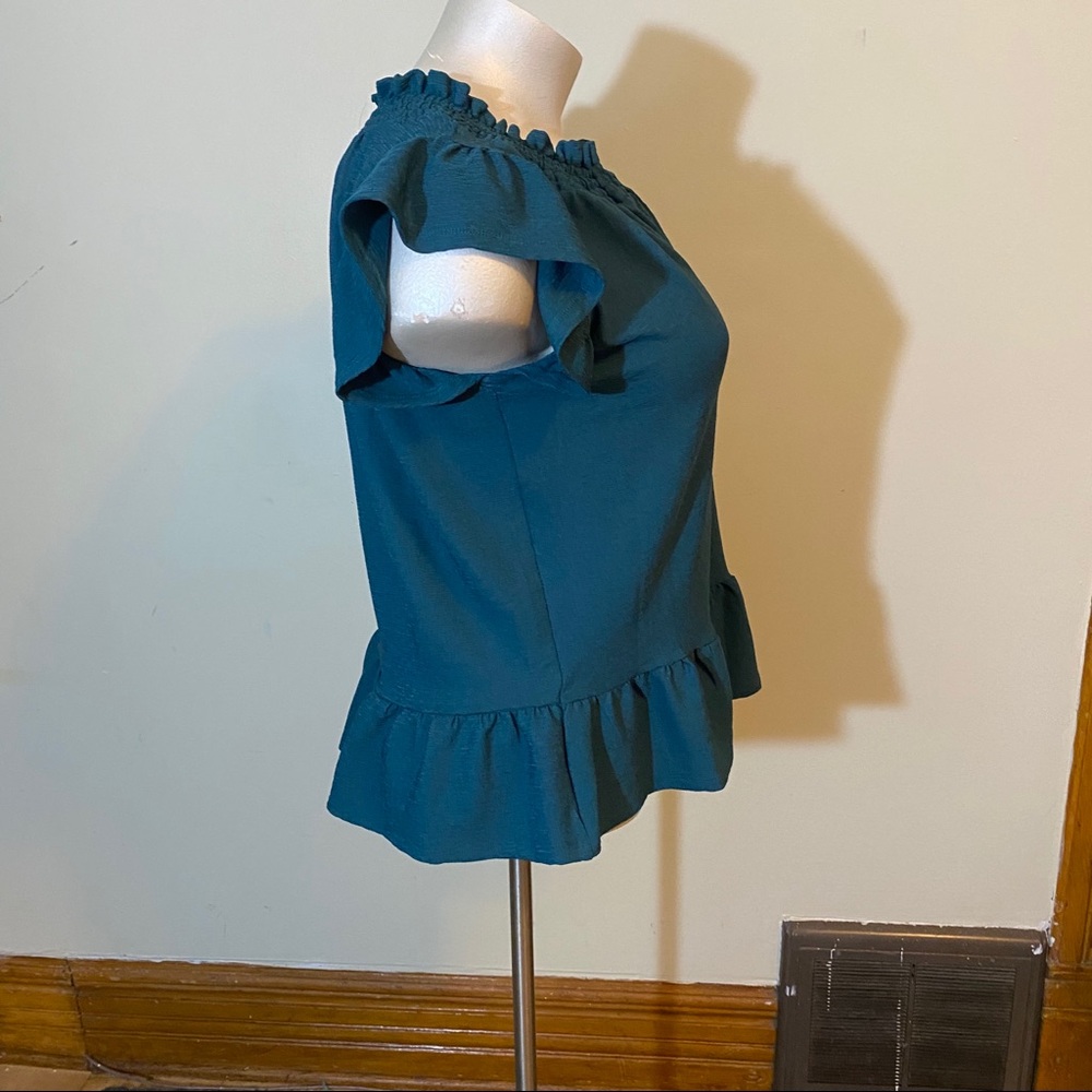 Michael Kors, Teal Green Short Sleeve Blouse - Picture 3 of 5